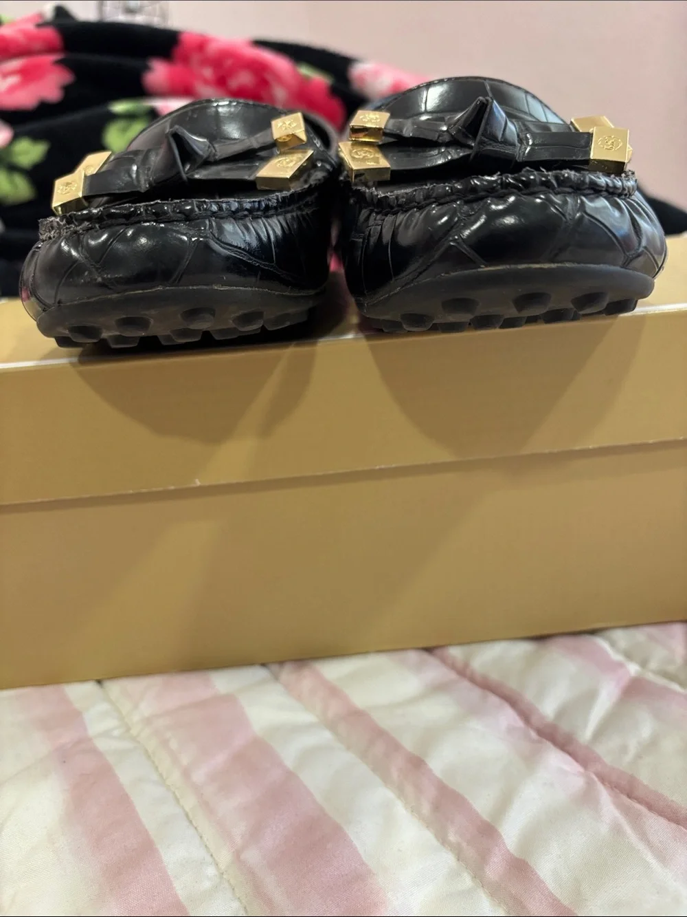 Michael Kors Black Loafers with MK Logo Soles